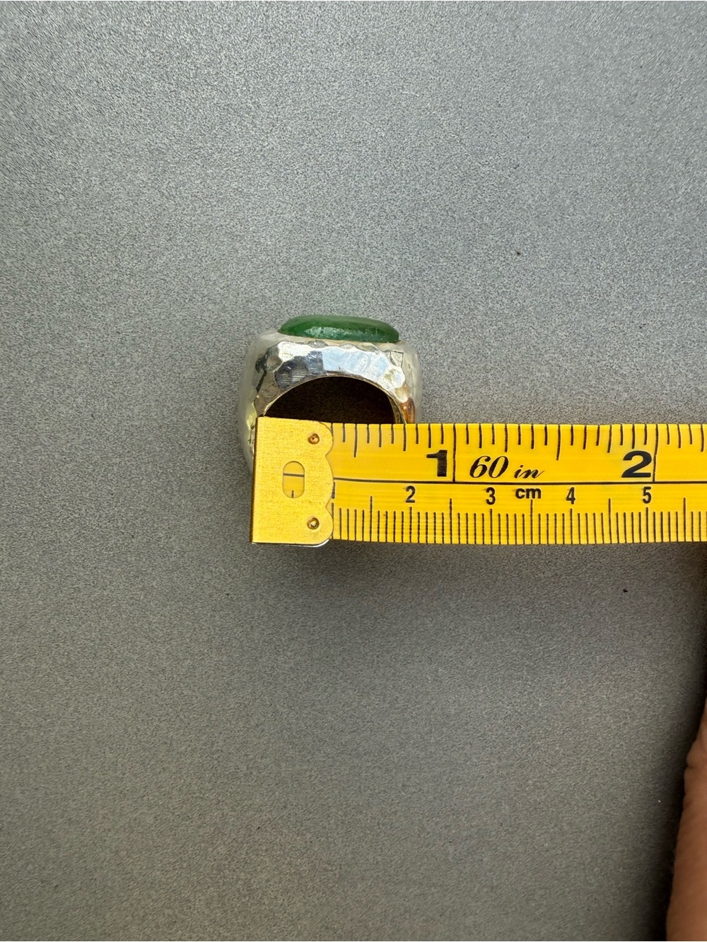 Sterling Silver Statement Ring 925 | Green Glass | Size 9-10 | Artisan Handmade - Picture 13 of 13